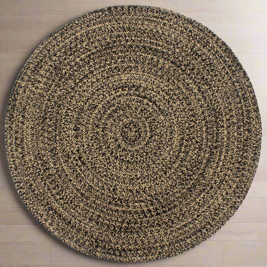 Tapis fait à la main Jute Noir et marron