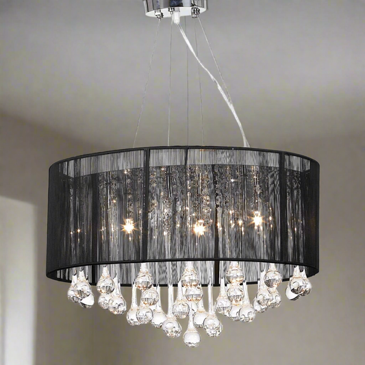 Lustre noir en cristaux