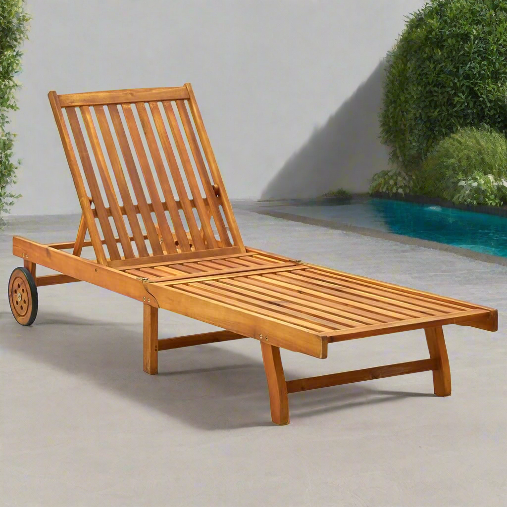 Chaise longue bois d'acacia