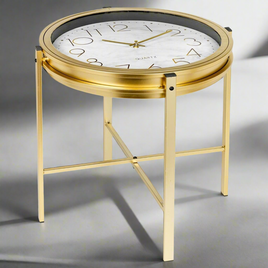 Table d'appoint avec horloge doré