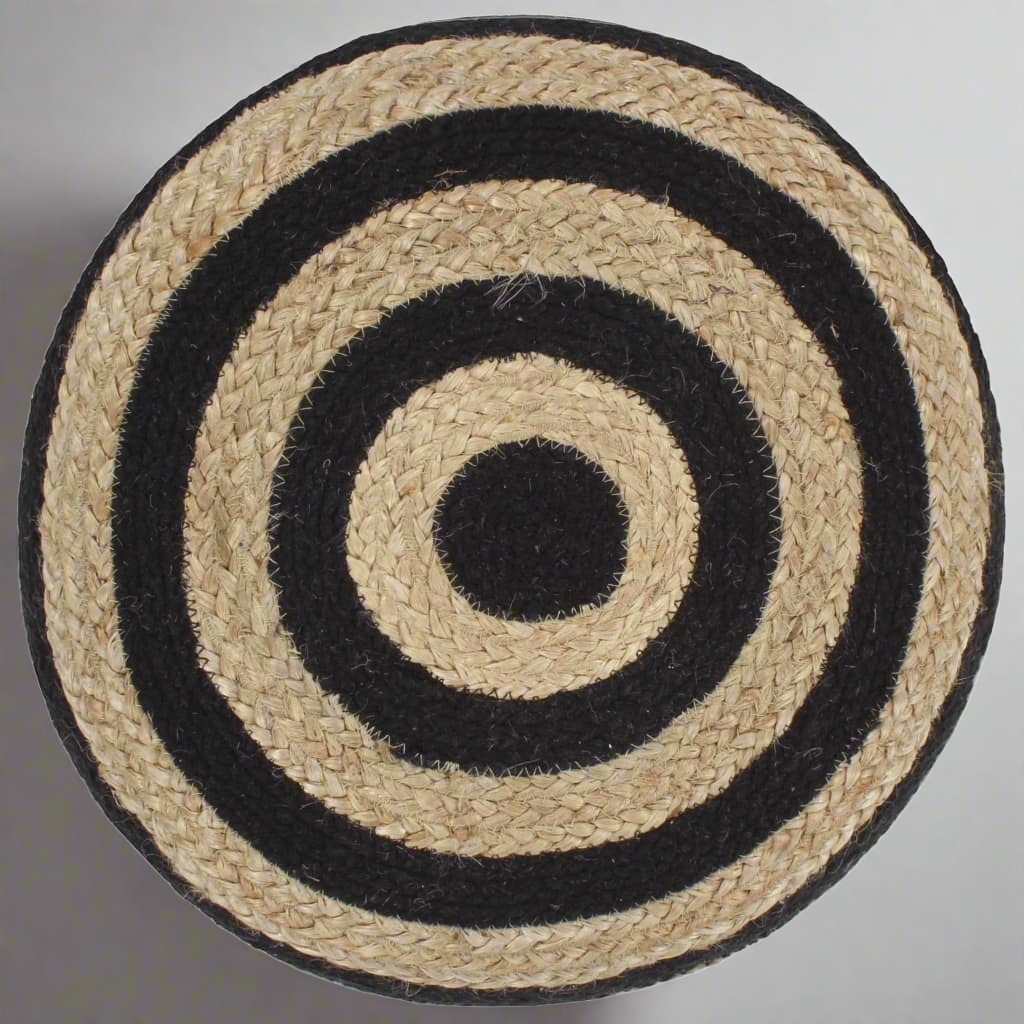 Pouf fait à la main Noir en Jute