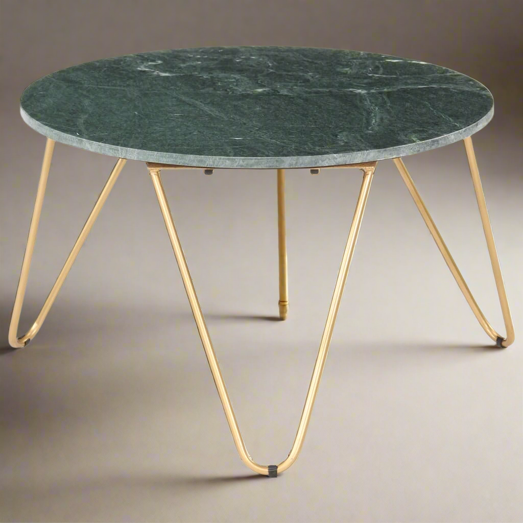 Table basse Vert en Pierre véritable et texture marbre