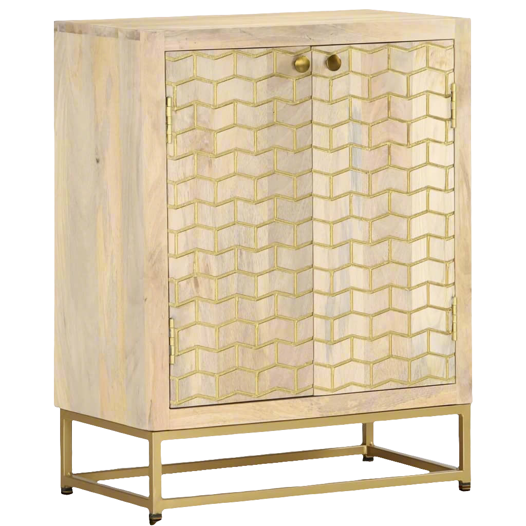 Buffet doré en bois de manguier