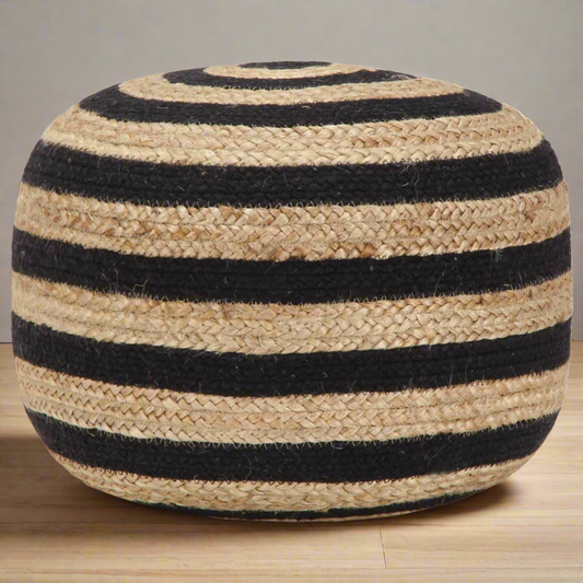 Pouf fait à la main Noir en Jute