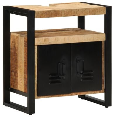 Meuble sous lavabo en bois massif brut